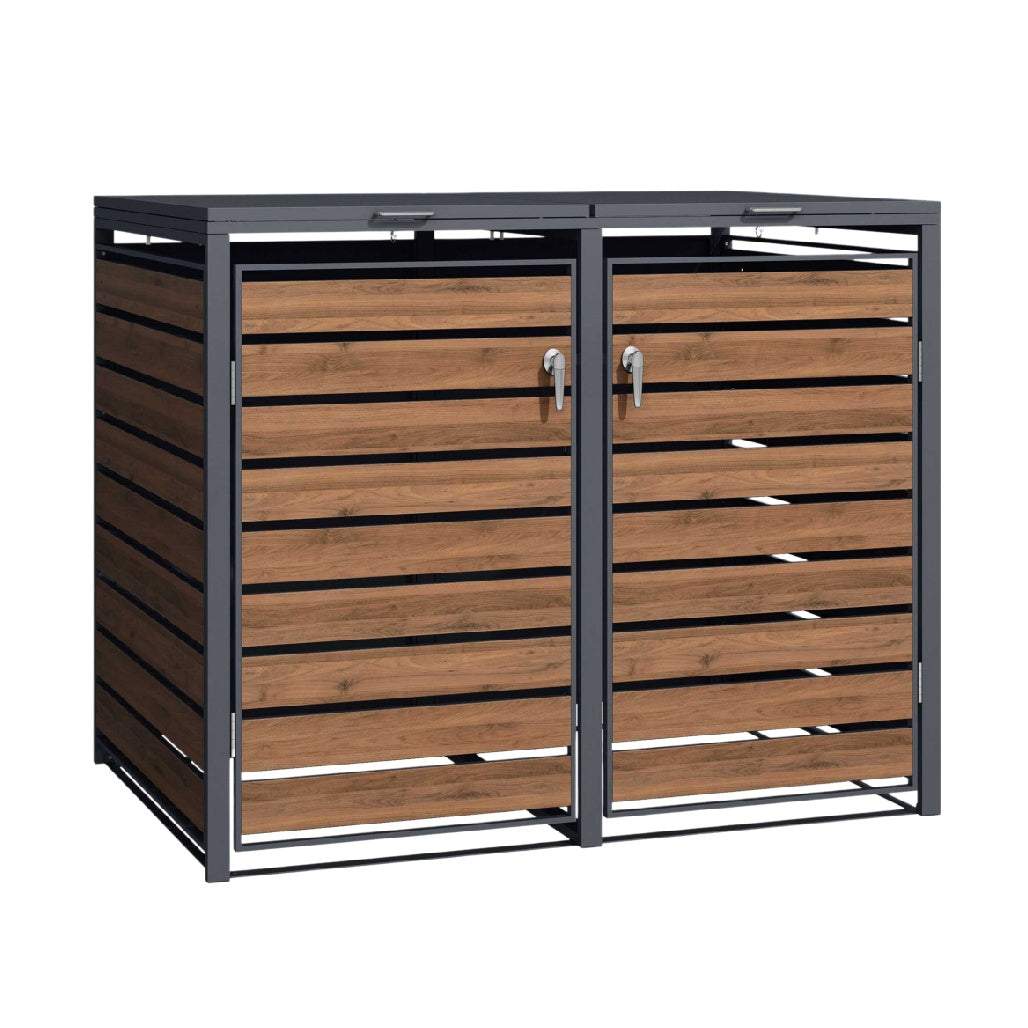 屋外収納ボックス 庭やバルコニーでの使用に最適 スチールと木材製 150 x 75 x 90
