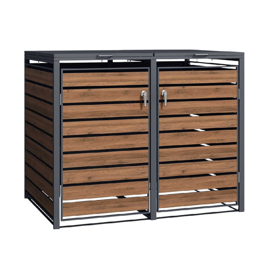 屋外収納ボックス　庭やバルコニーでの使用に最適　スチールと木材製　150 x 75 x 90